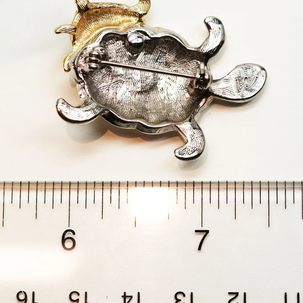 GOLD & SILVER PLATED LIZ CLAIBORNE TURTLE BROOCH
